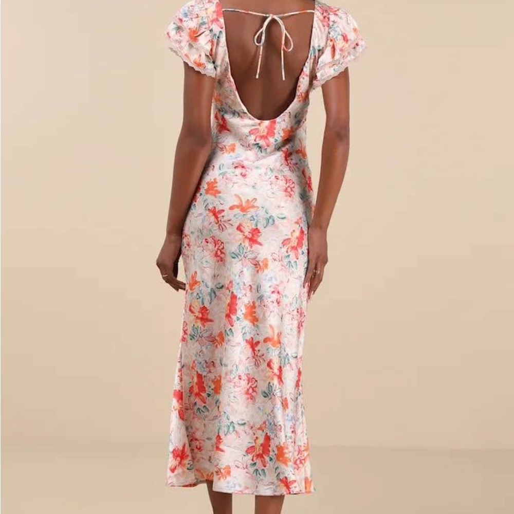 Lulu's Floral Pink Midi Dress - Picture 2 of 4